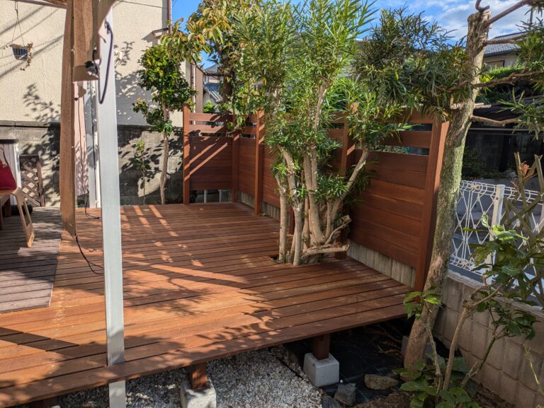 高槻市｜既存ウッドデッキを延長リフォーム施工事例