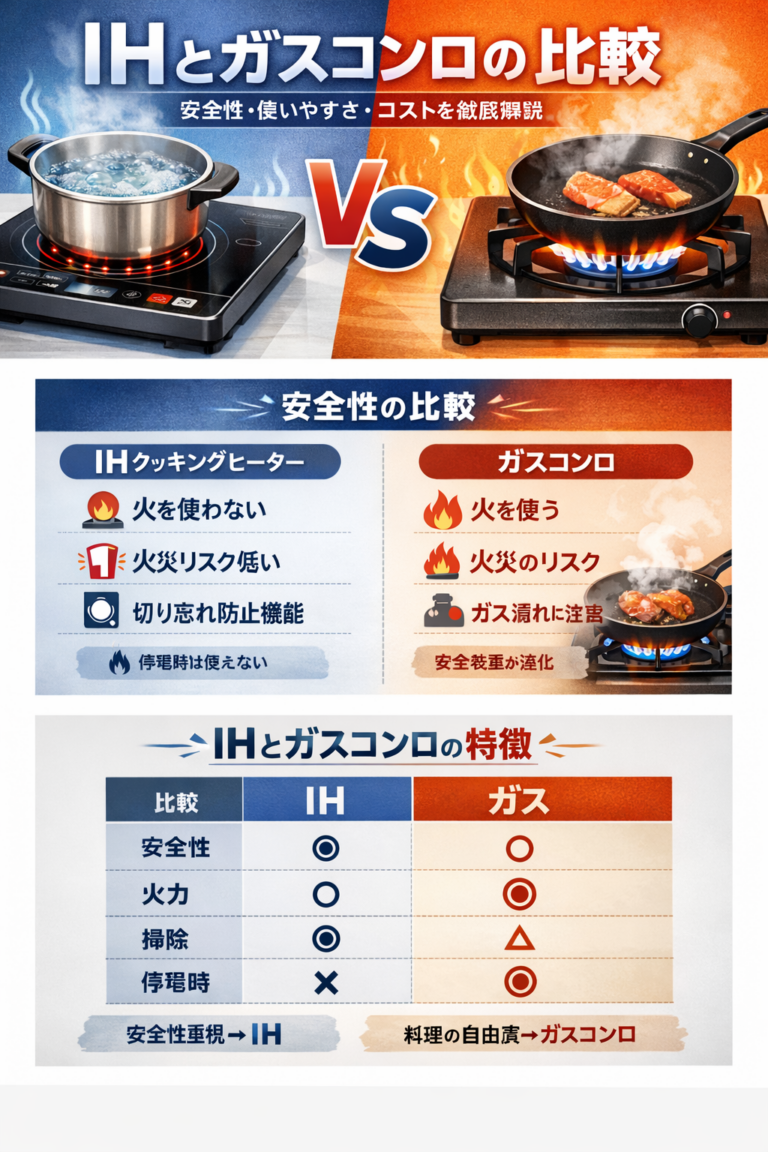 IHとガスコンロの比較｜安全性・使いやすさ・コストの違いを解説
