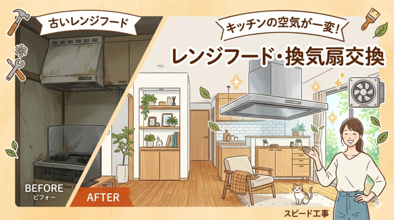 四條畷市で換気扇・レンジフード交換なら｜キッチン換気扇の交換は合同会社ワークスへ