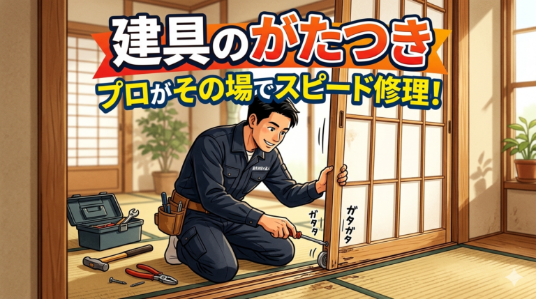 四條畷市で建具のがたつき修理なら合同会社ワークスへ！